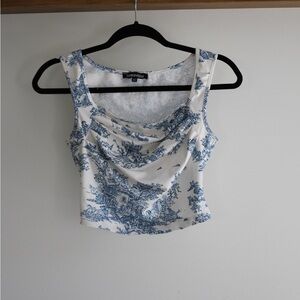 Blue and White Women's Top